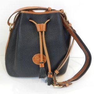 Vintage Dooney & Bourke Blue Tan Leather Bucket Bag